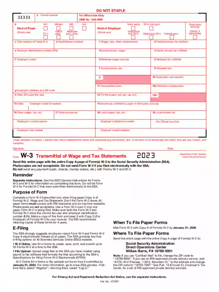 fillable w3 2023 Preview on Page 1
