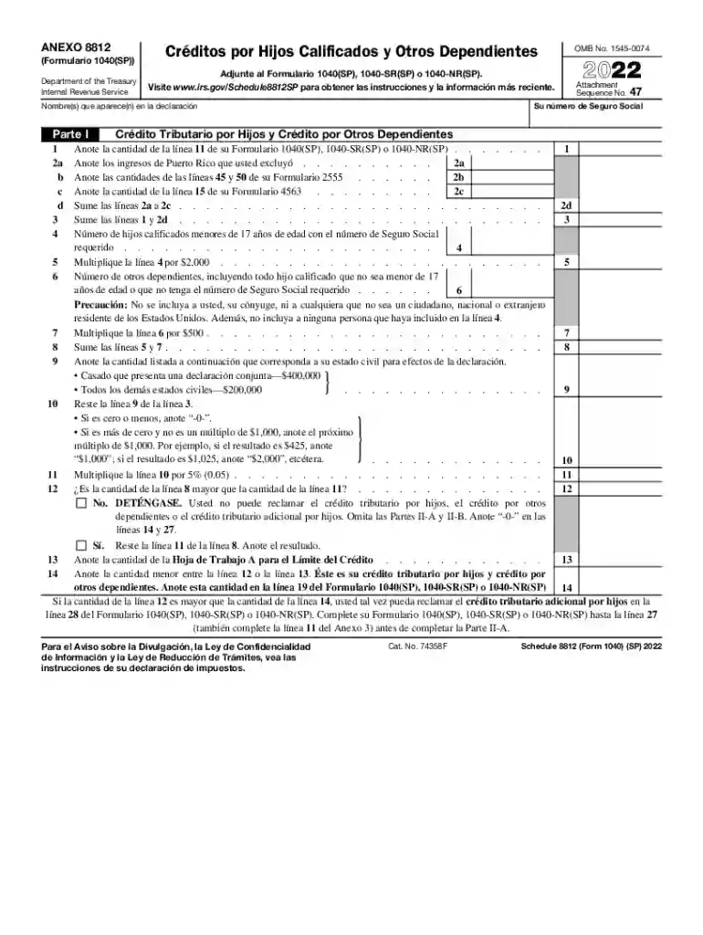 Form 1040 (Schedule 8812) (sp) Preview on Page 1