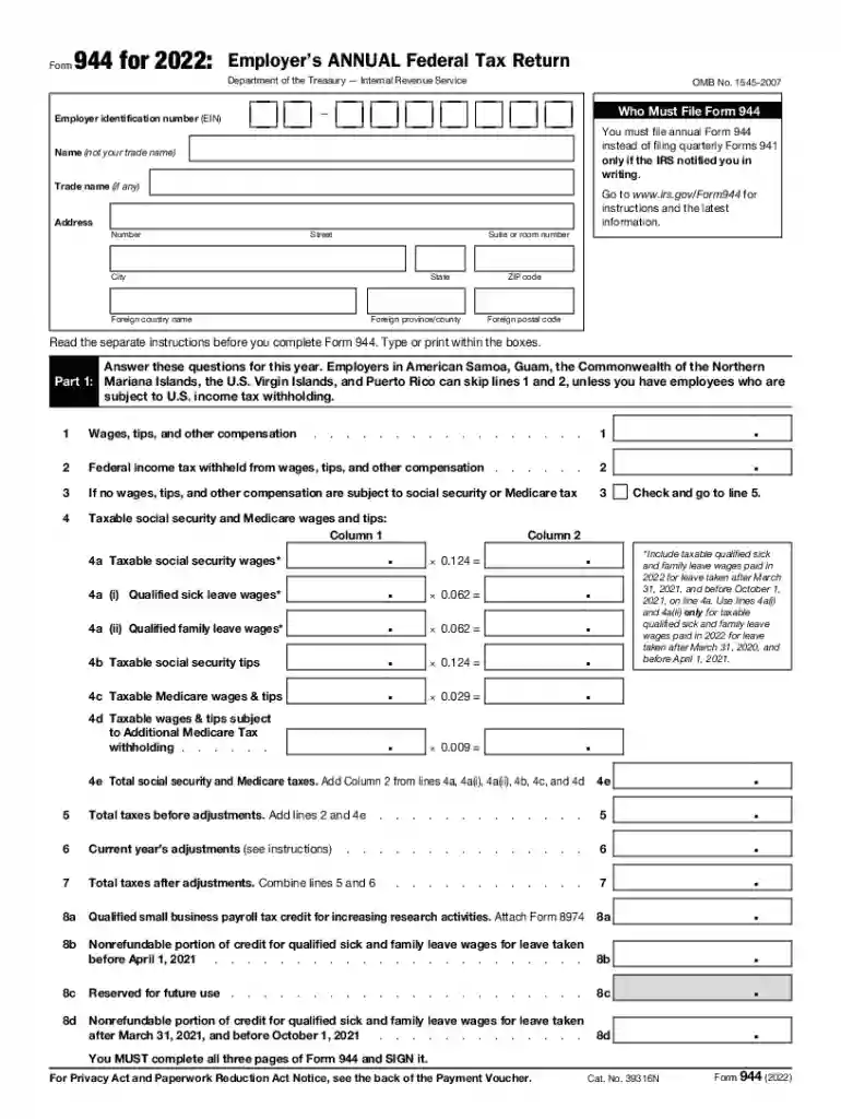2022 form 944 Preview on Page 1