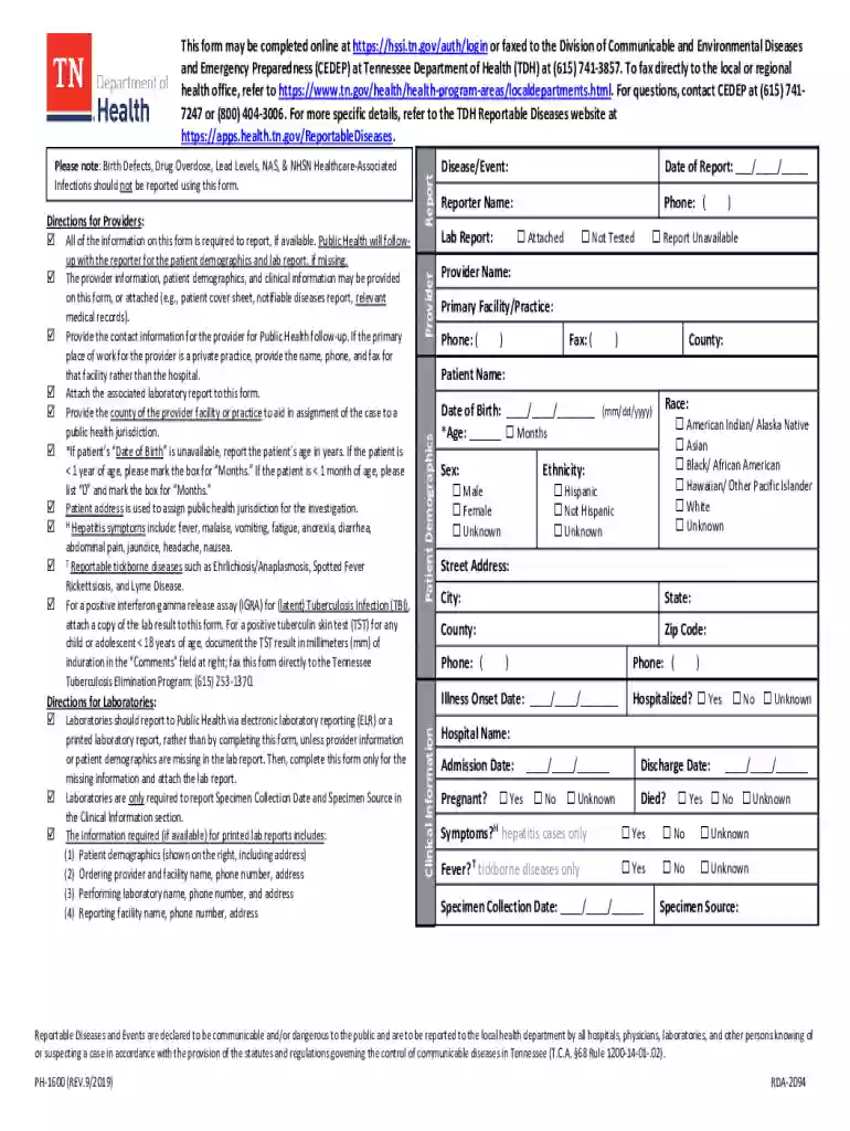 ph 1600 form Preview on Page 1