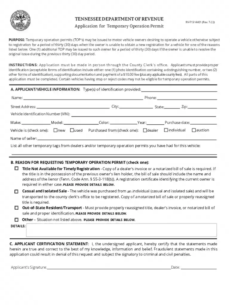 revenue.support.tn.govhcen-usVTR-29 - Temporary Tag FeeTennessee Department of Revenue Preview on Page 1