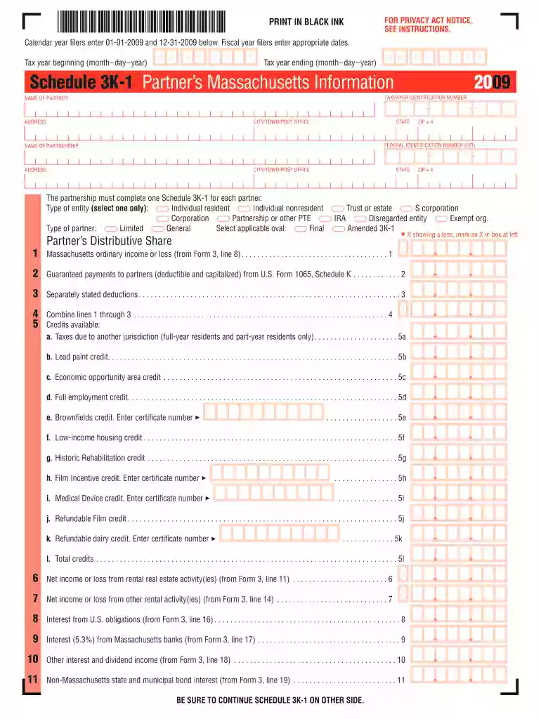 Schedule 3K-1 - Mass - mass Preview on Page 1