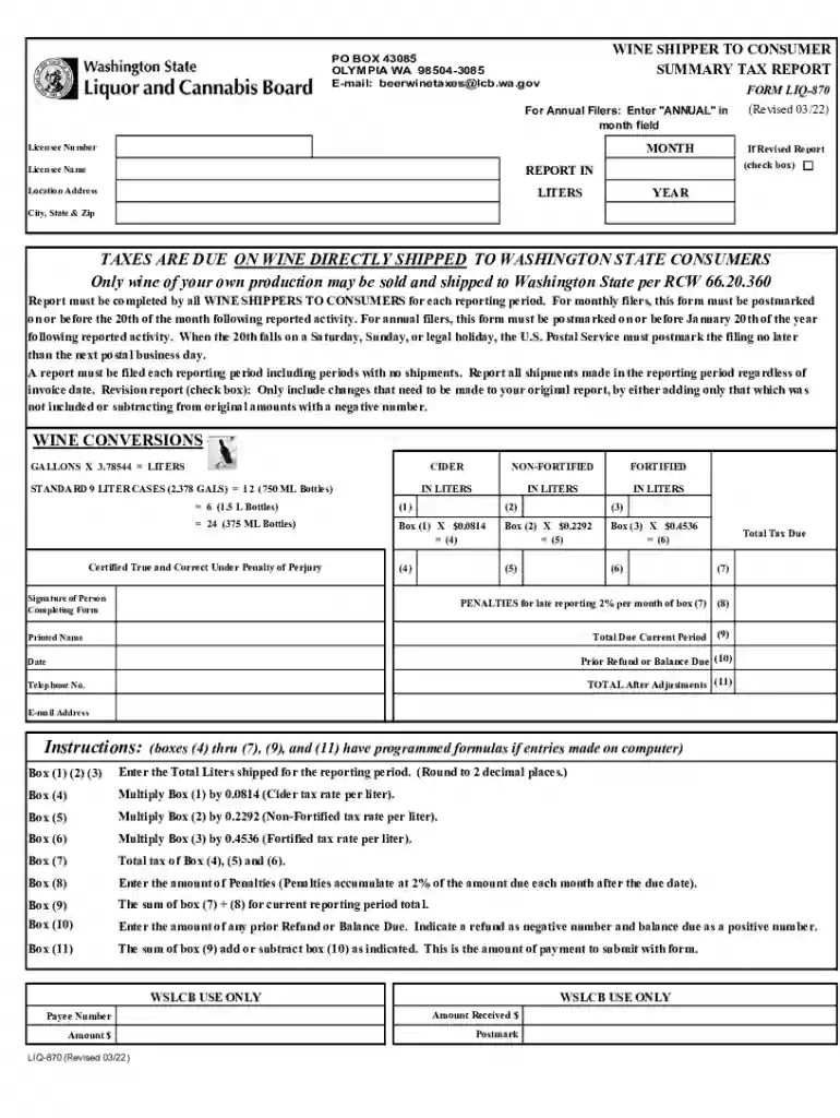 forms.justia.comwashingtonstatewideJustia :: Wine Shipper To Consumer Summary Tax Report ... Preview on Page 1