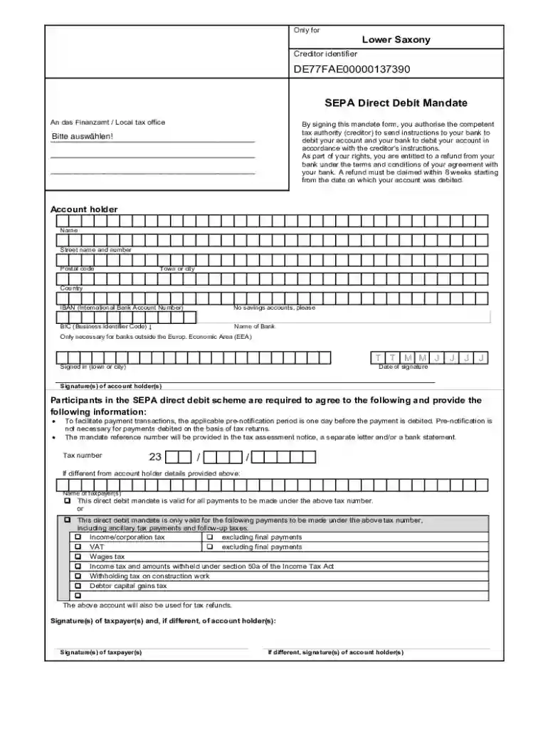 fs egov sachsen formservfindformTax office Only for Creditor identifier Saxony - Sachsen Preview on Page 1