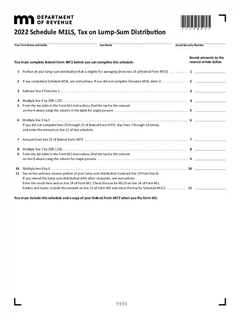 Form Schedule M1LS Tax on Lump-Sum Distribution - FREE Legal Forms Preview on Page 1