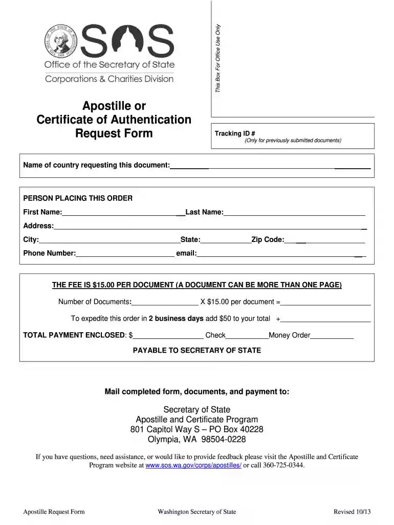 washington state apostille request form Preview on Page 1