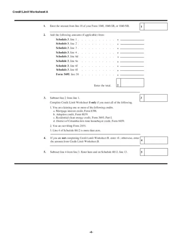 credit limit worksheet a Preview on Page 1