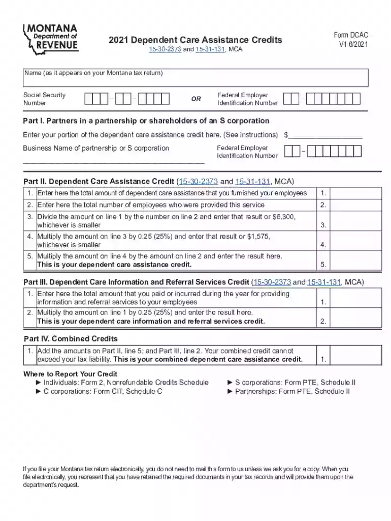 MT DoR DCAC Form Preview on Page 1