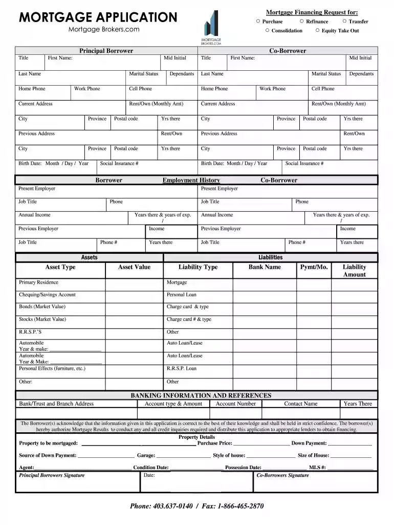 mortgage application template Preview on Page 1