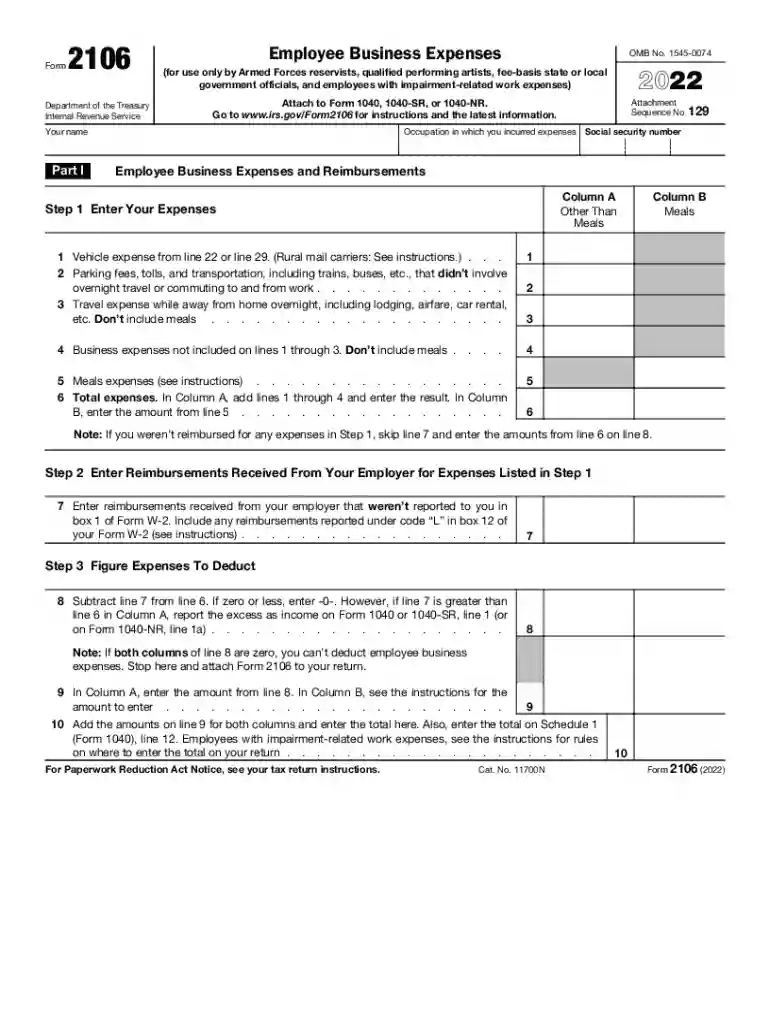 2022 form 2106 Preview on Page 1