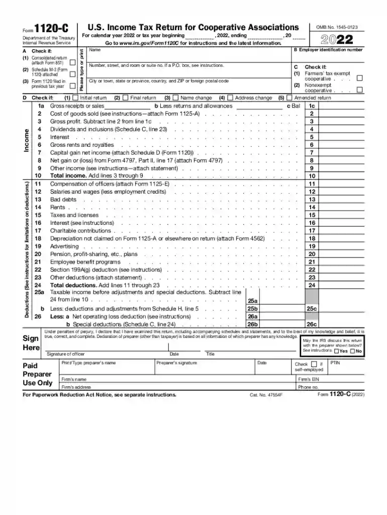 2022 form 1120 c Preview on Page 1