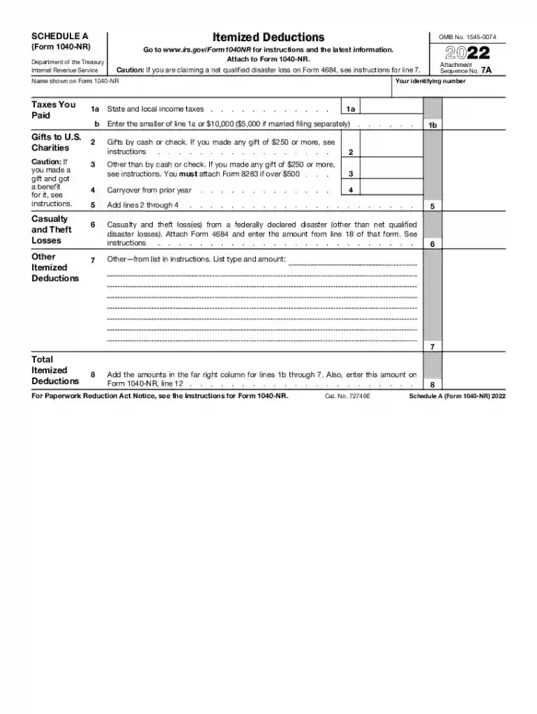 1040nr schedule a Preview on Page 1