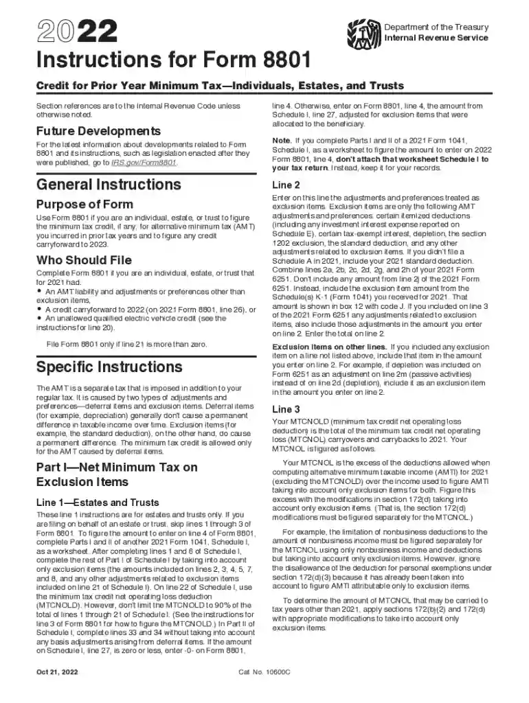 form 8801 Preview on Page 1