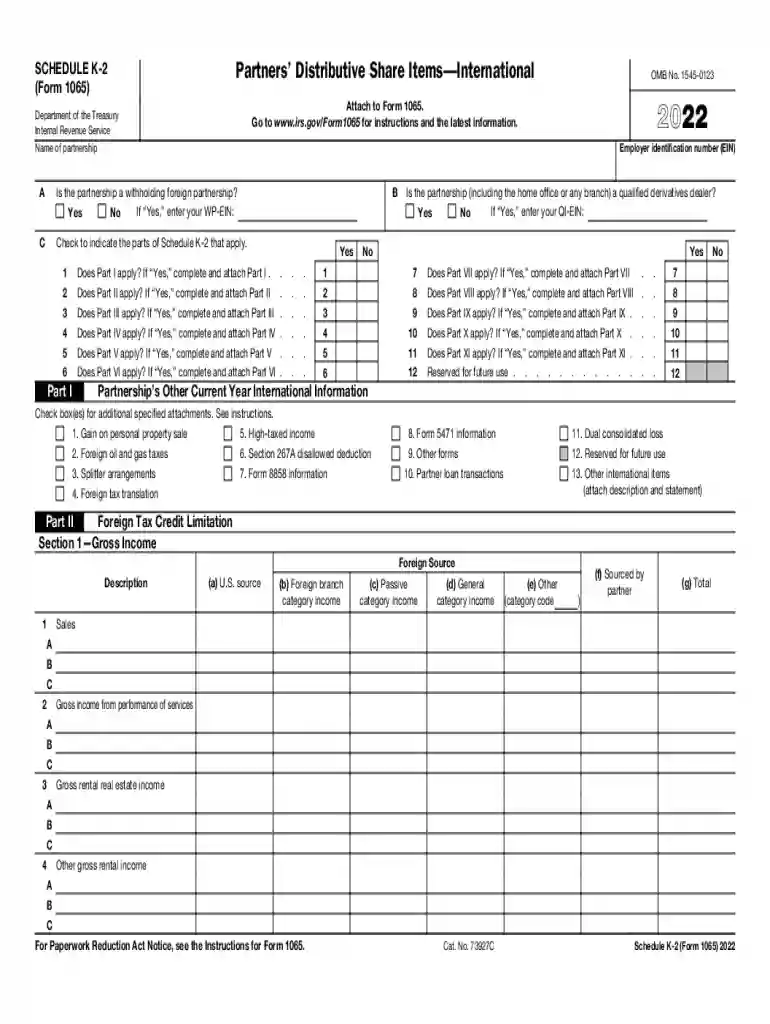 Partners Distributive Share ItemsInternational - IRS tax forms Preview on Page 1