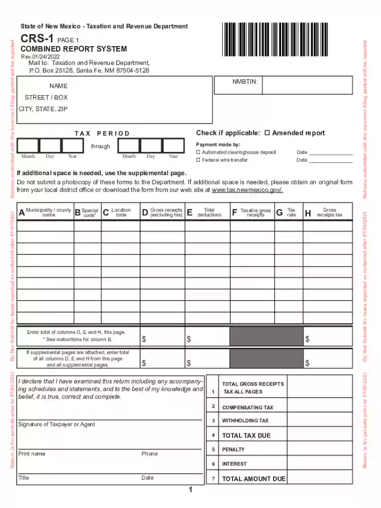 new mexico crs 1 form Preview on Page 1