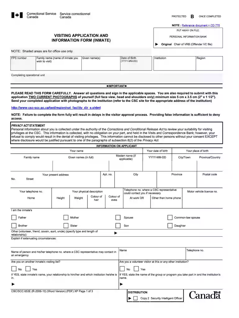 csc visiting forms Preview on Page 1