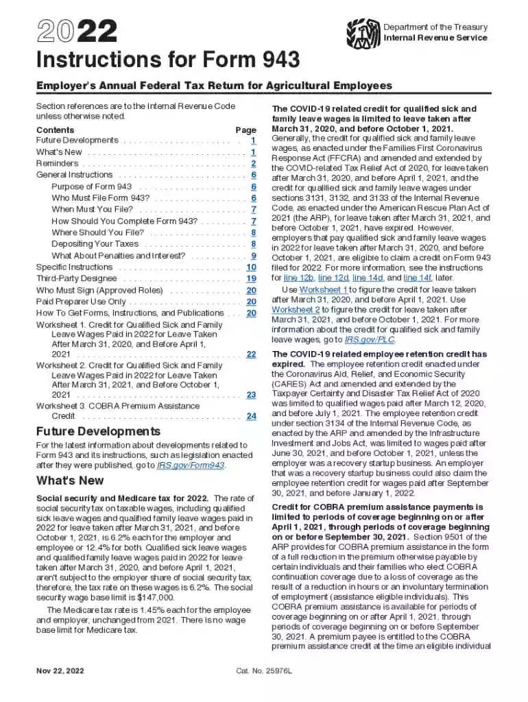 irs form 943 2022 Preview on Page 1