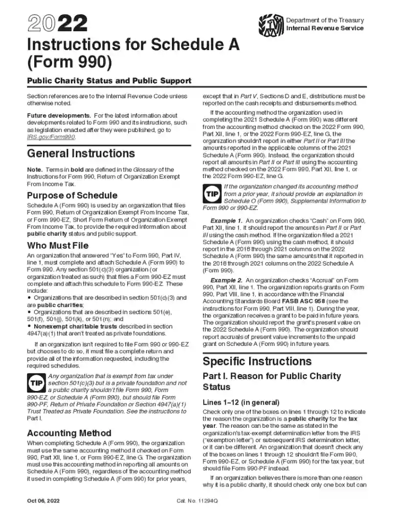 990 ez schedule a instructions Preview on Page 1