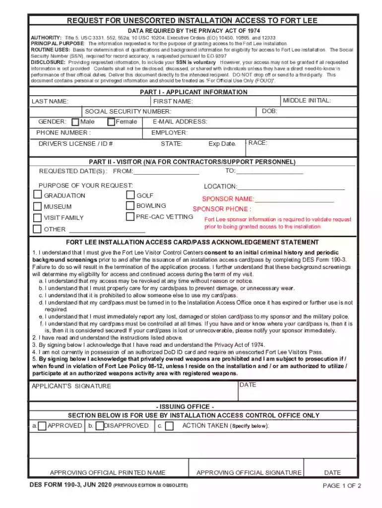 des form 190 3 Preview on Page 1
