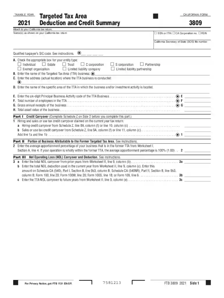 form 3809 Preview on Page 1