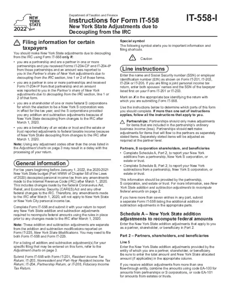 new york state adjustments due to decoupling from the irc Preview on Page 1
