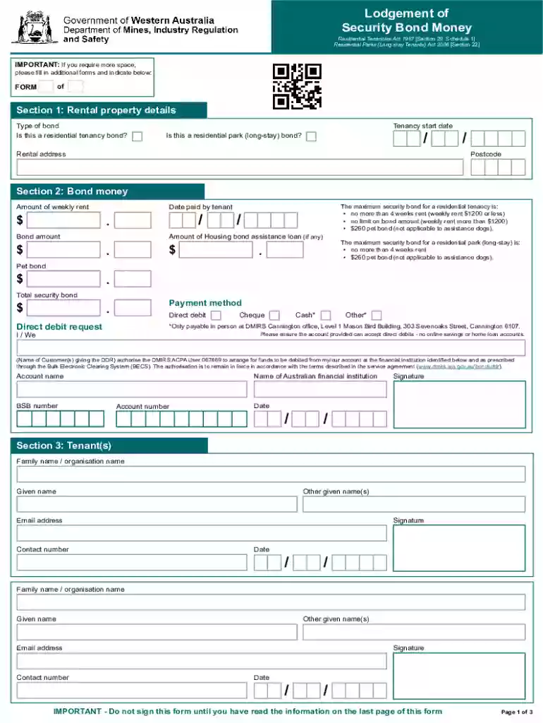 lodgement security bond money Preview on Page 1