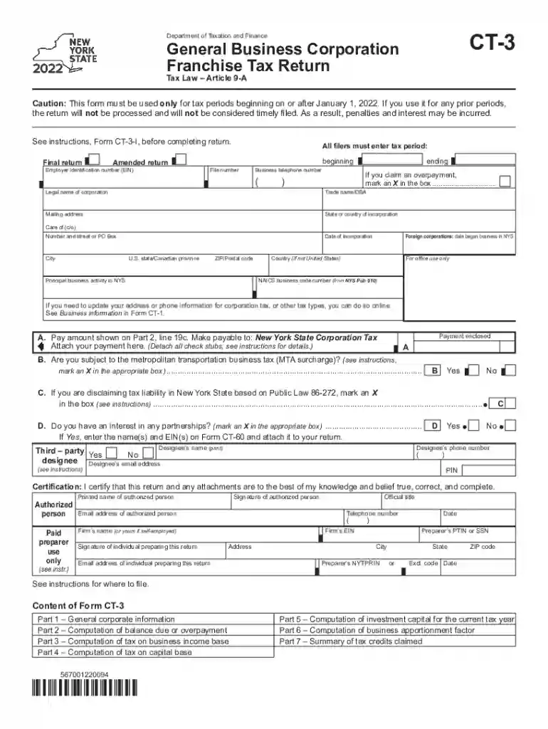 Quick guide to completing Form CT-3, General Business Corporation ... Preview on Page 1