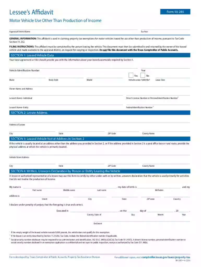form 50 285 Preview on Page 1