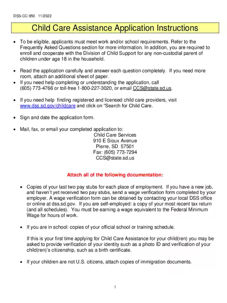child care assistance application Preview on Page 1