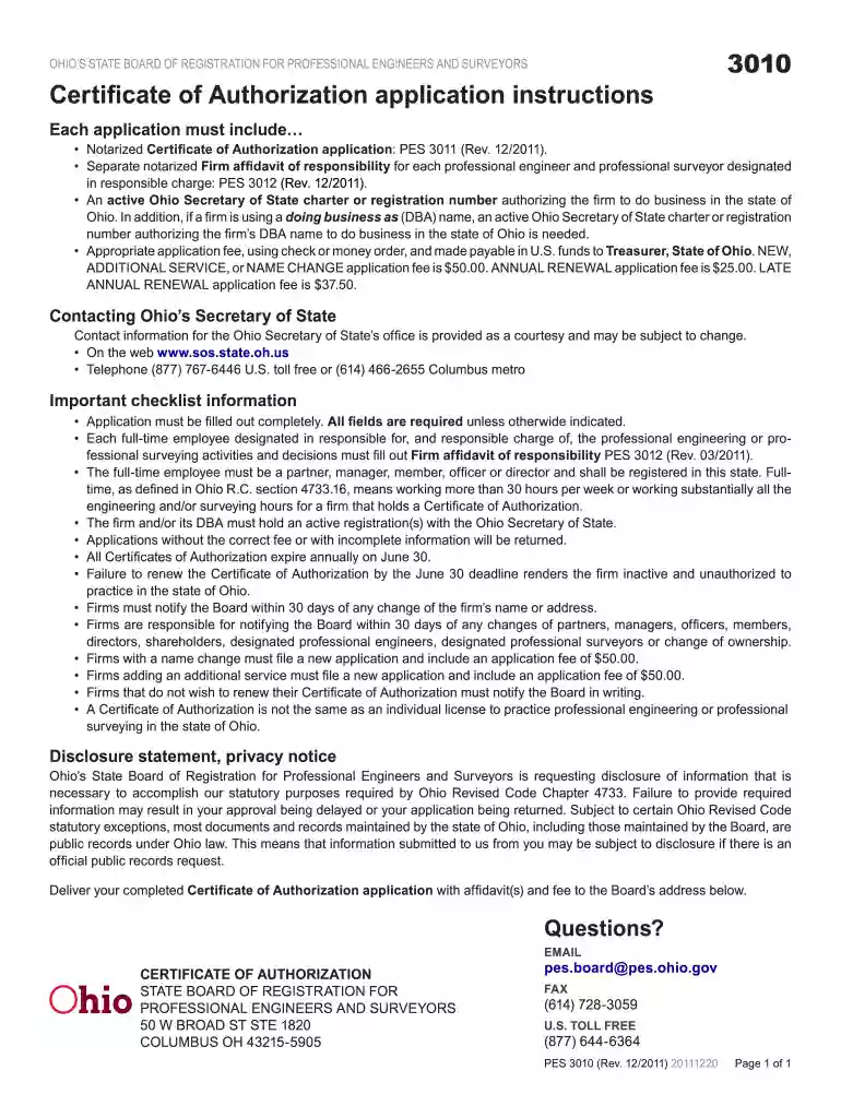 2011 authorization application instruction blank Preview on Page 1
