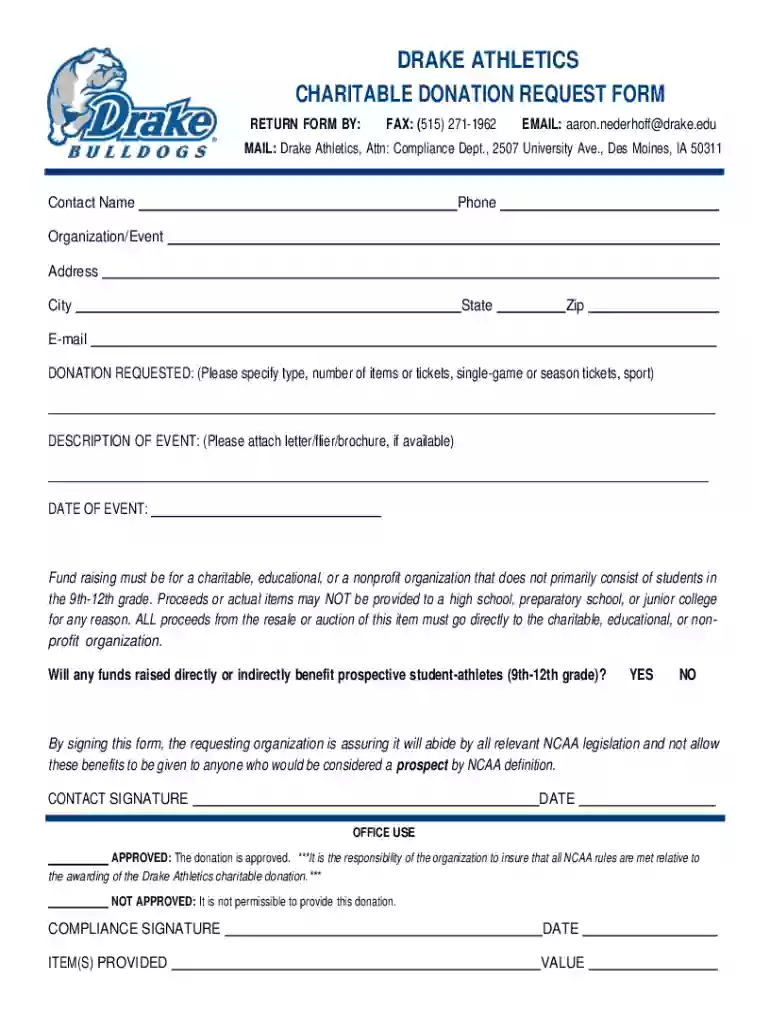 des moines donation request Preview on Page 1