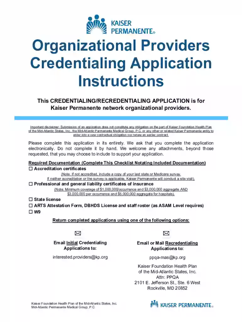 healthy kaiserpermanente contentdamOrganizational Providers Credentialing Application Instructions Preview on Page 1