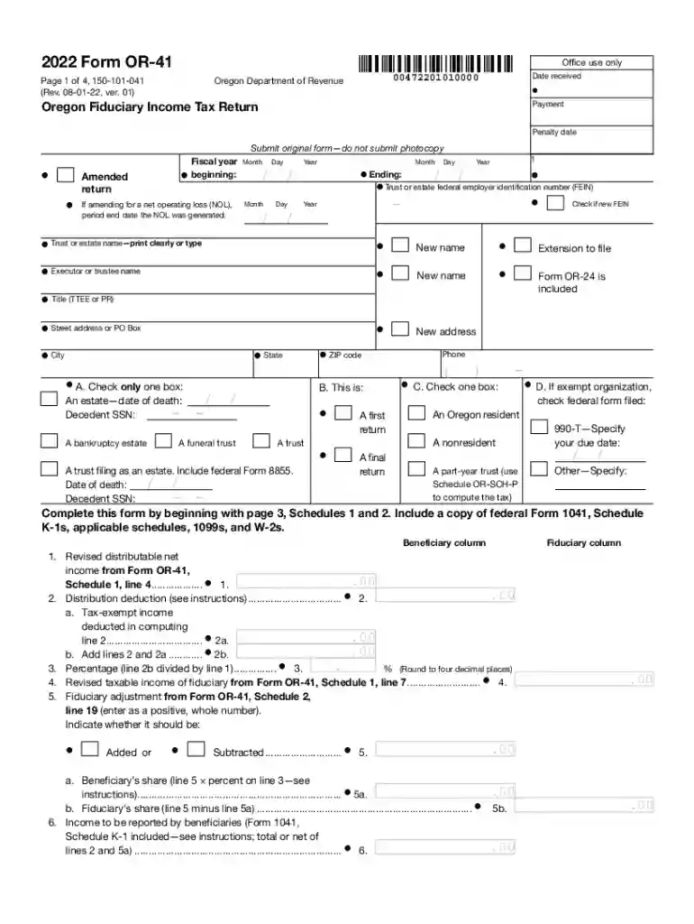 oregon form 41 Preview on Page 1