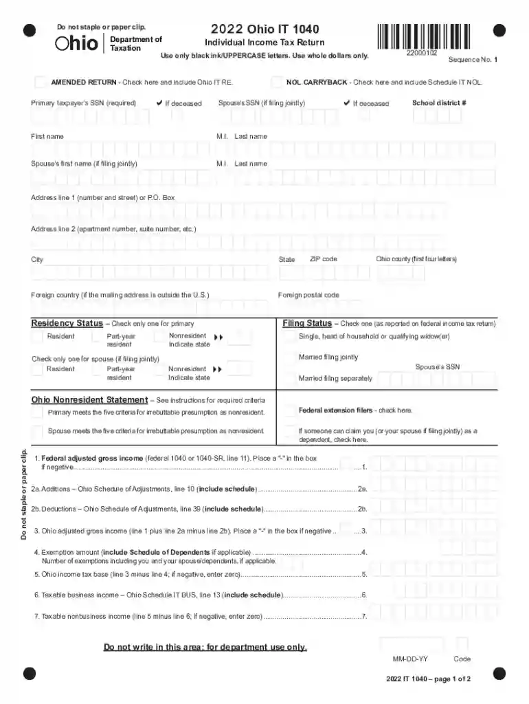 2021 ohio it 1040 Preview on Page 1