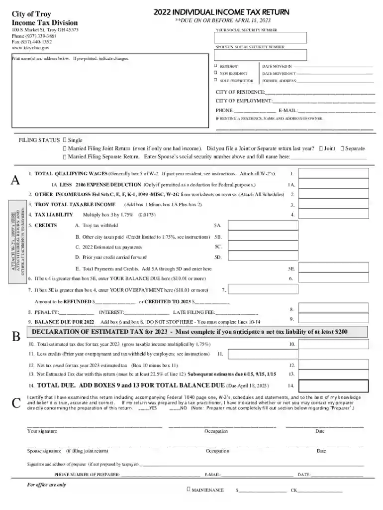 city of troy income tax Preview on Page 1