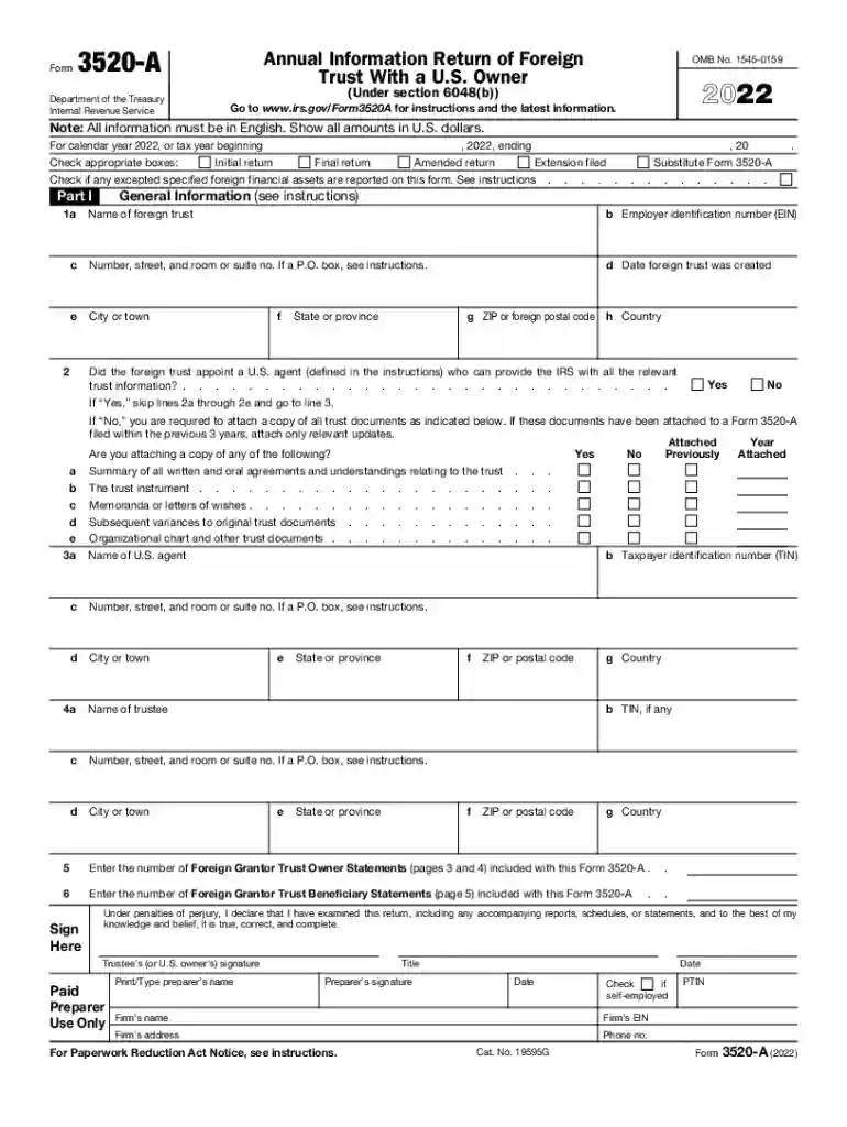 2022 form 3520 Preview on Page 1