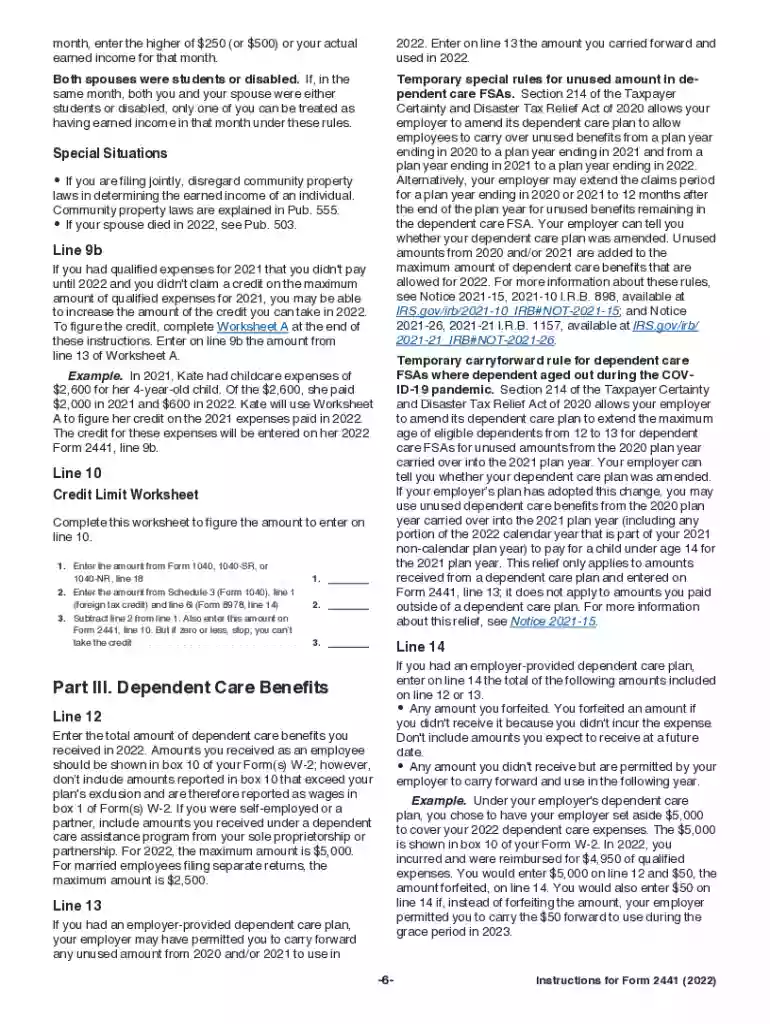form 2441 instructions 2022 Preview on Page 1