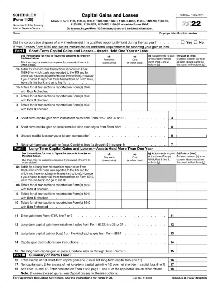 1120 schedule d instructions Preview on Page 1