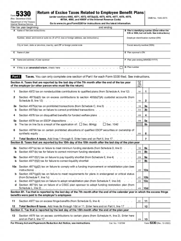 form 5330 Preview on Page 1