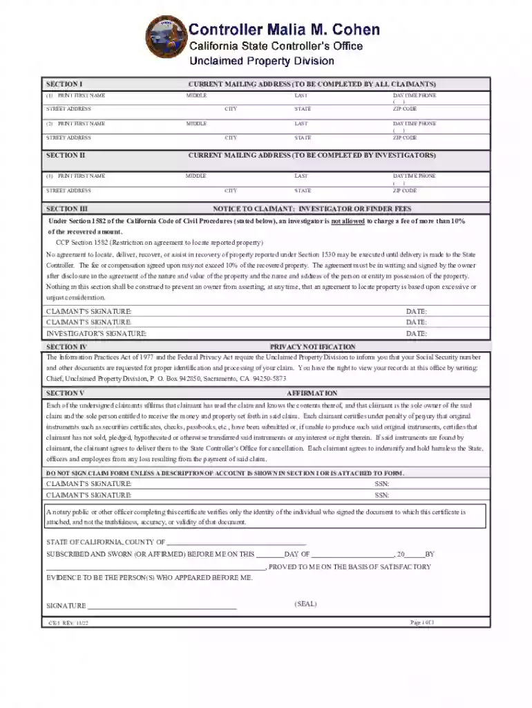 abandoned property claim form Preview on Page 1