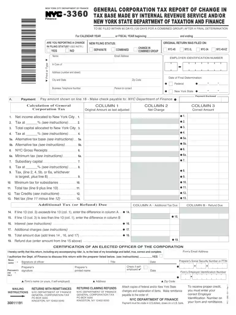 2010 nyc 3360 2011 form Preview on Page 1