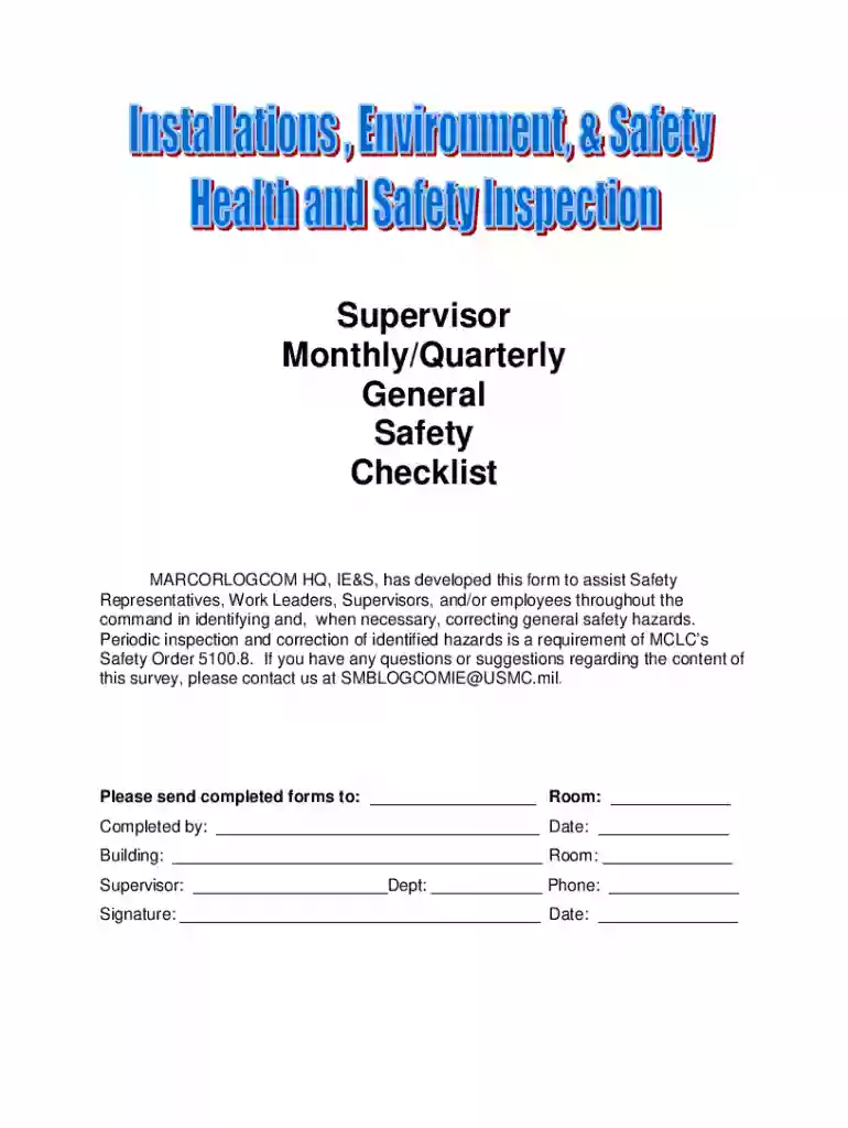 Get the free Supervisor MonthlyQuarterly General Safety Checklist Preview on Page 1
