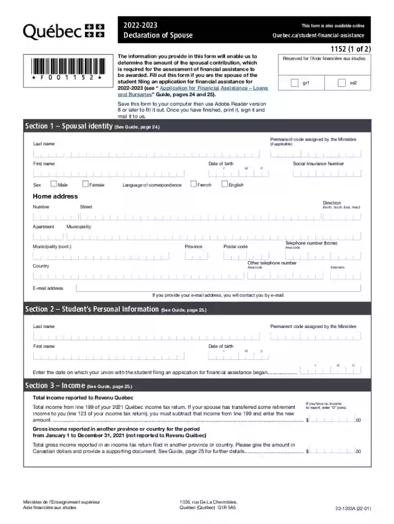 form 1152 Preview on Page 1