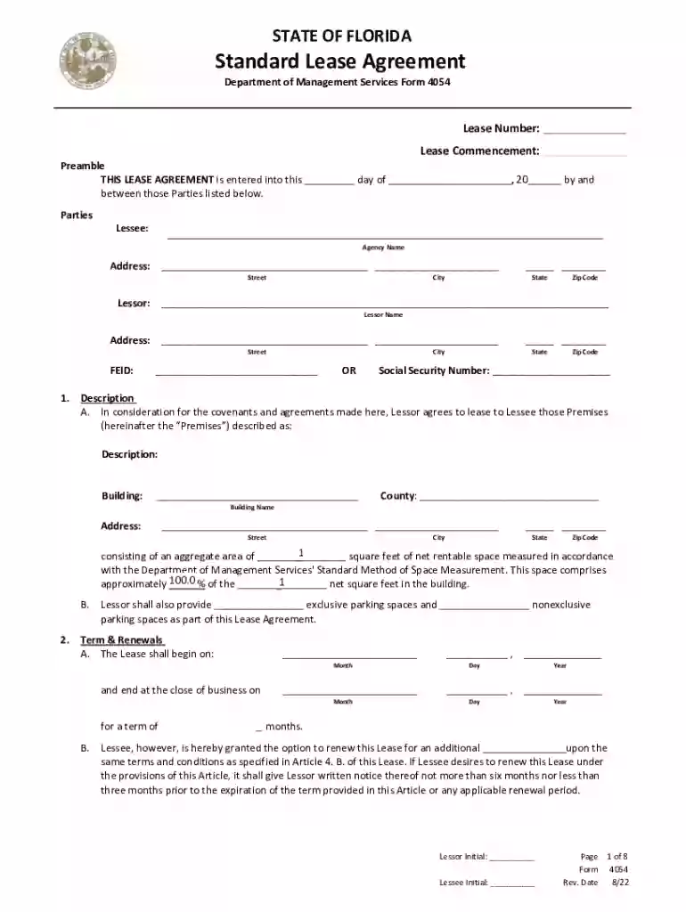 florida standard lease agreement form Preview on Page 1