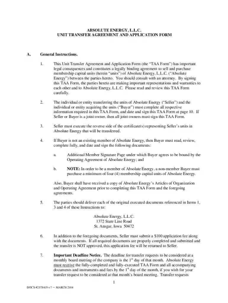 Fillable Online llc unit transfer agreement form Fax Email Print Preview on Page 1