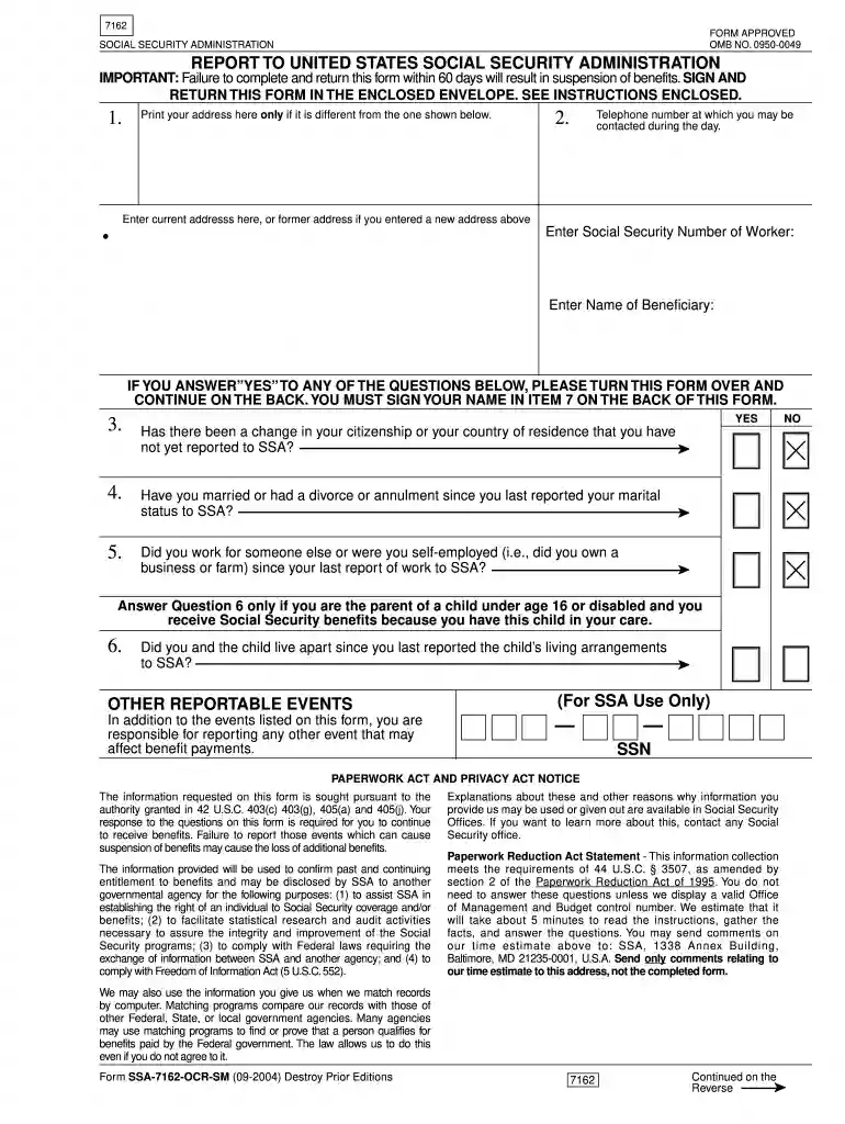 ssa 7162 ocr sm Preview on Page 1