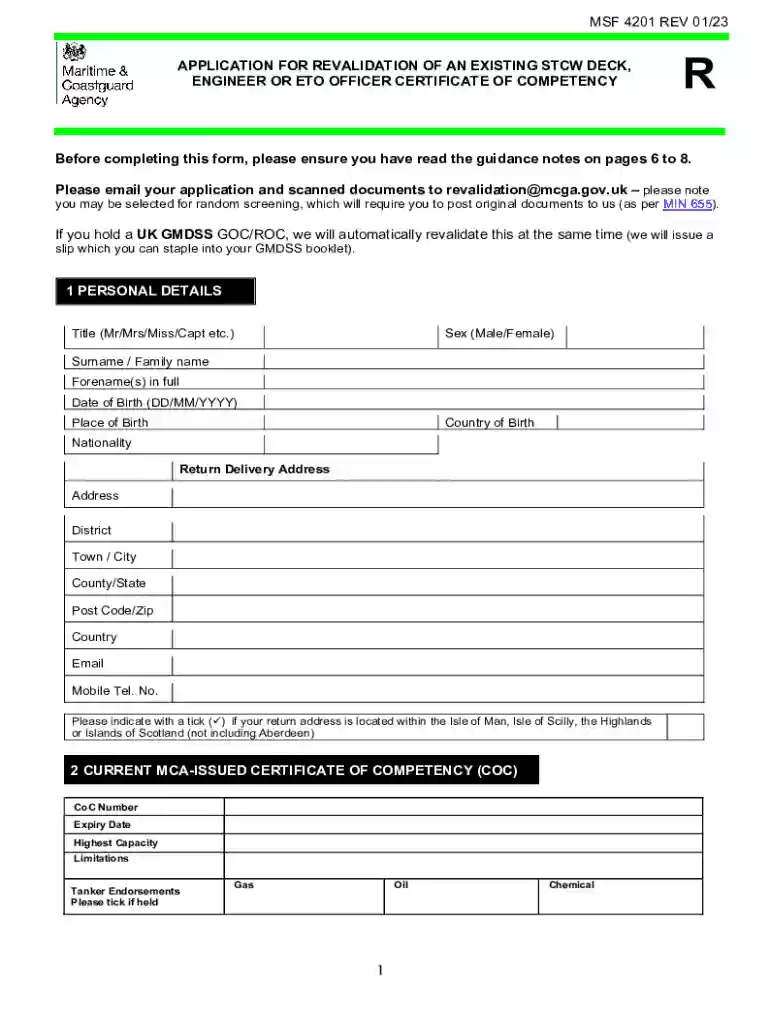How to apply for a revalidation of a Certificate of Competency Preview on Page 1