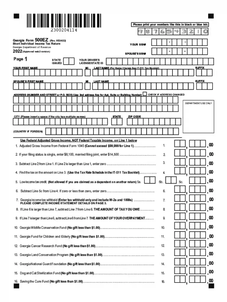 Print Blank Tax FormsGeorgia Department of Revenue Preview on Page 1