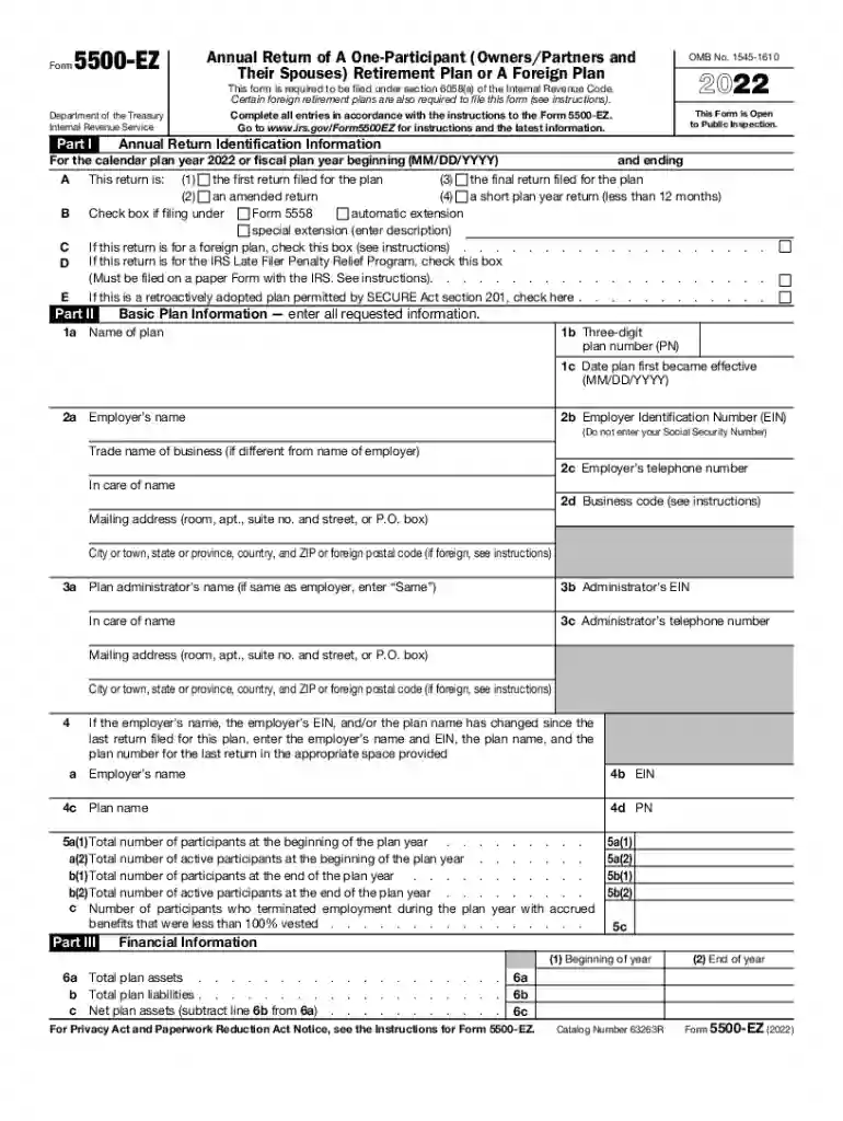 2022 5500 ez Preview on Page 1