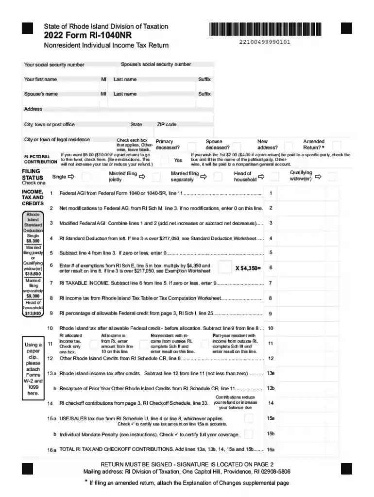 1040nr 2022 Preview on Page 1
